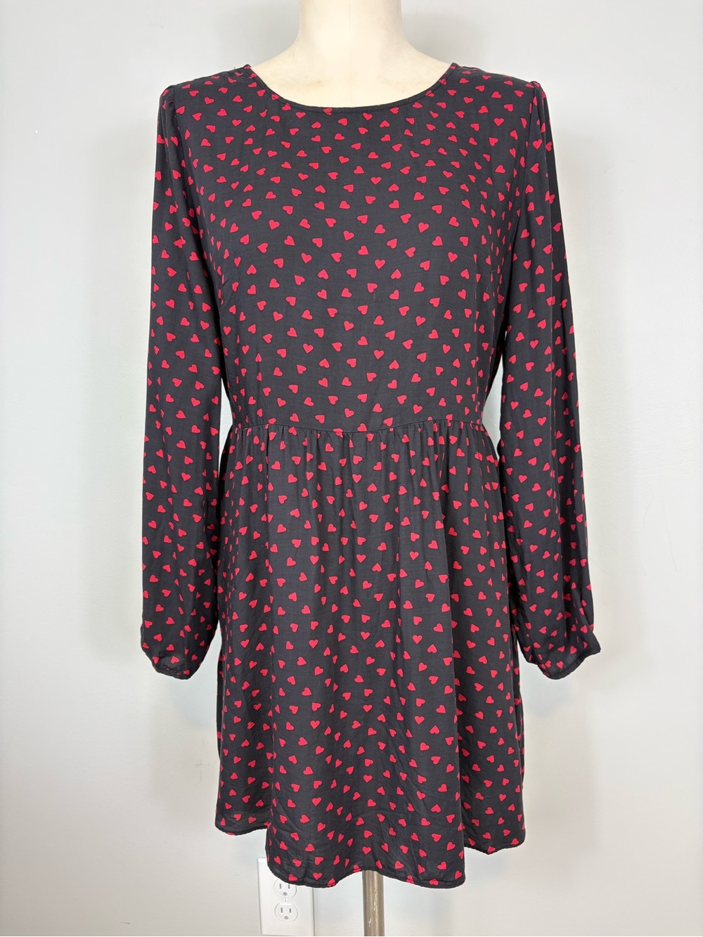 Reformation‎ Black Heart Angie Mini Dress Sz M Babydoll